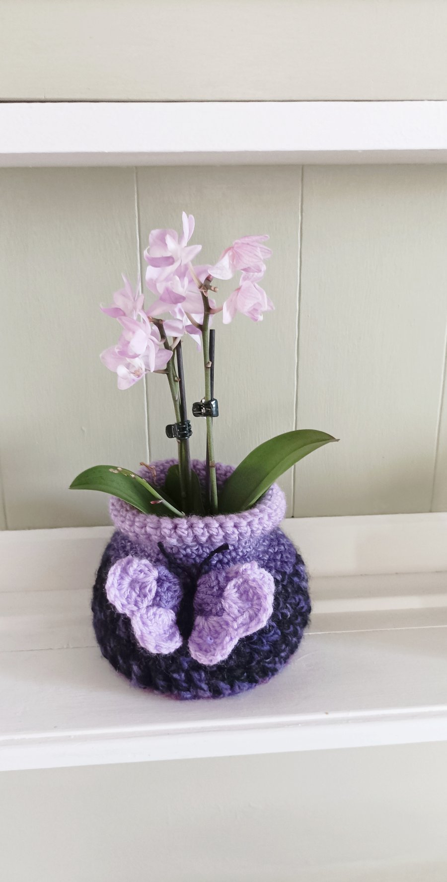 Crochet Vase With Butterfly