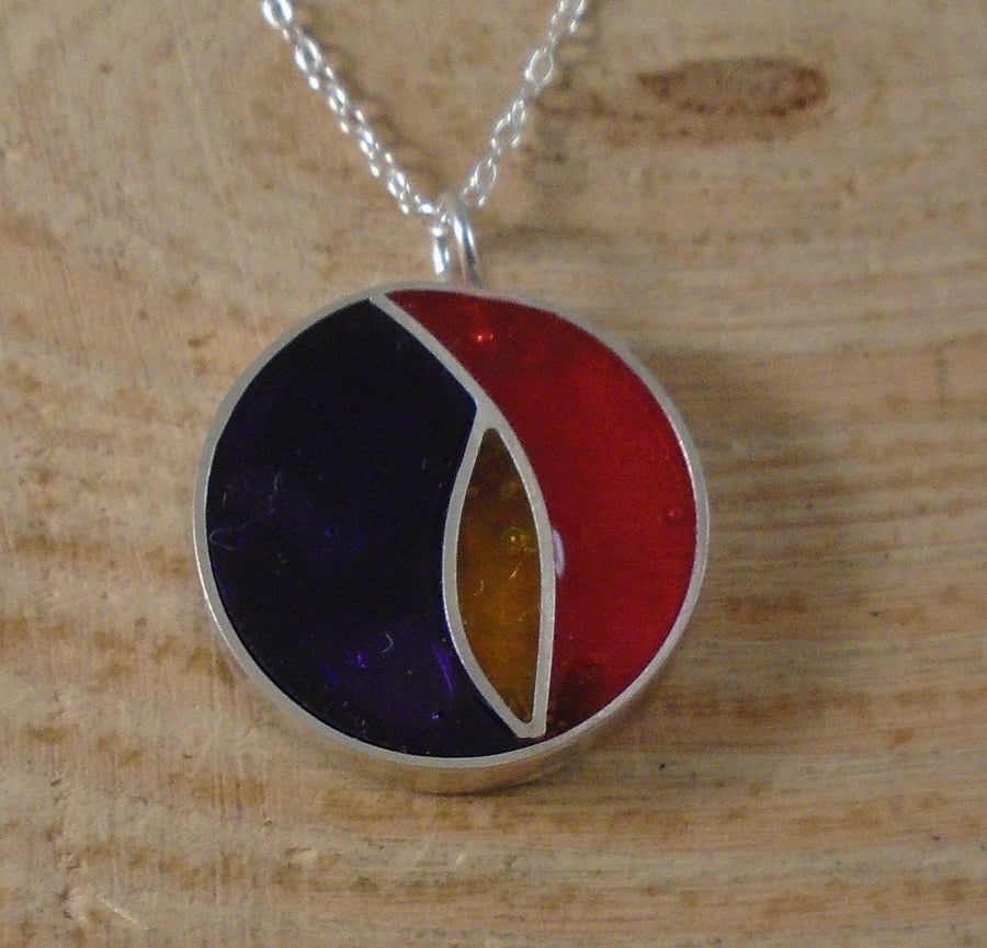 Sterling Silver Resin Cloisonne Necklace
