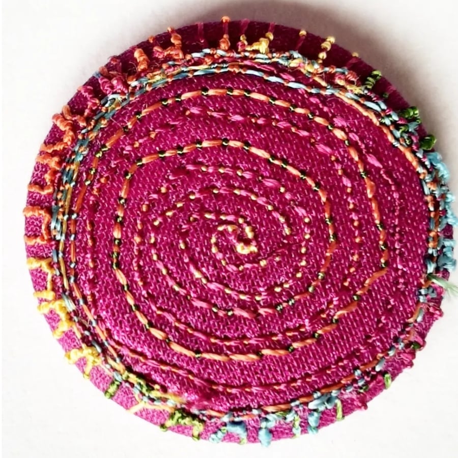 Buttons 1 inch button Hand Dyed Silks and Cottons Free Machine Embroidery Button