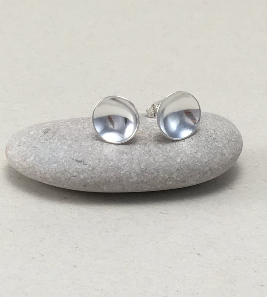 Polished Sterling Silver Dome Stud Earrings