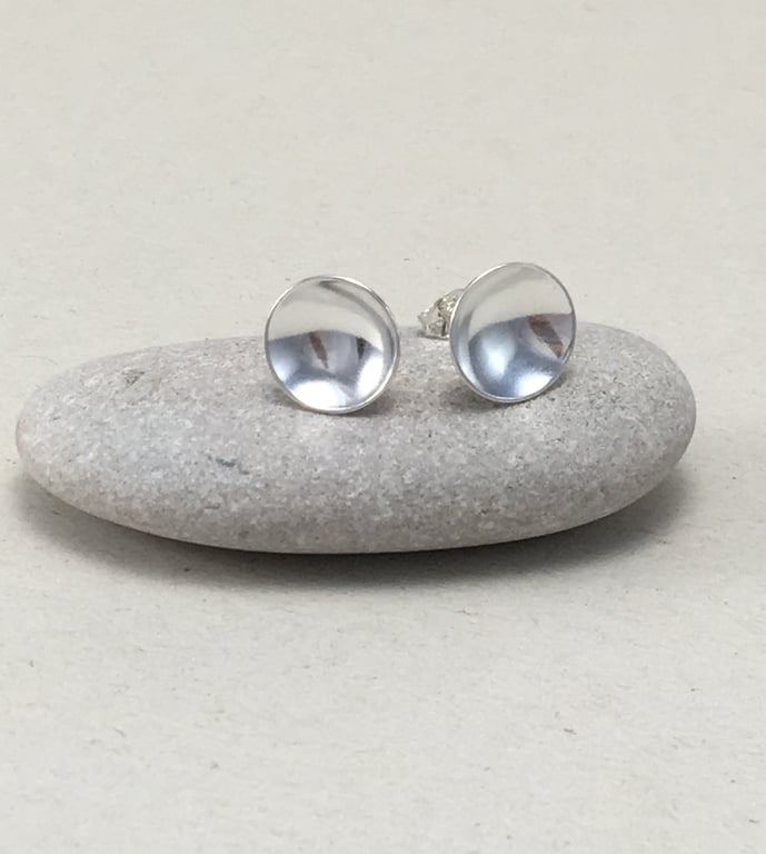 Polished Sterling Silver Dome Stud Earrings