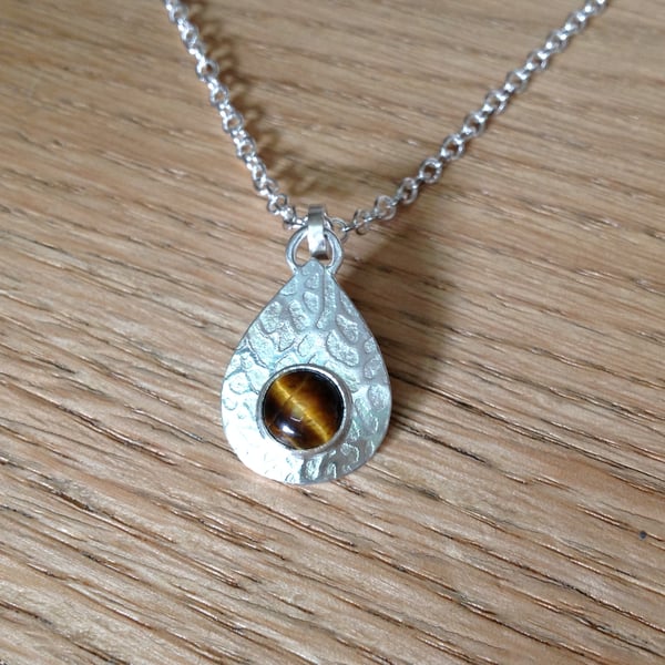 Golden Tiger's eye Sterling and Fine silver Unisex pendant necklace 
