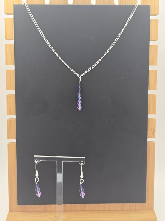 Preciosa Crystal jewellery set - Purple ombre (Necklace and earrings).