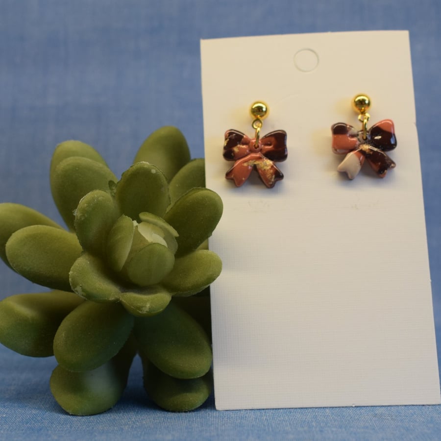 Bow Stud Dangle Earrings
