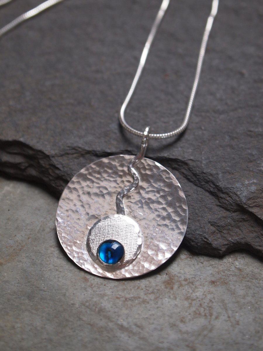 Sterling Silver disc shell pendant