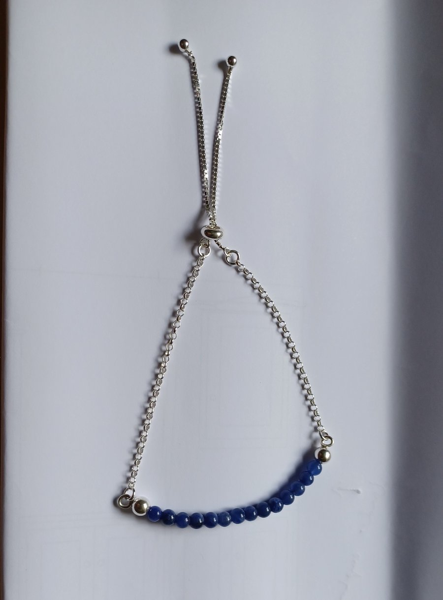 Sodalite blue silver ball slider bracelet