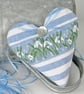 SNOWDROP HEART - with lavender or wool - fabric heart decoration - blue