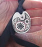 Paisley Star Pattern Ceramic Pendant on Adjustable Black Ribbon with Poppers - Image 1