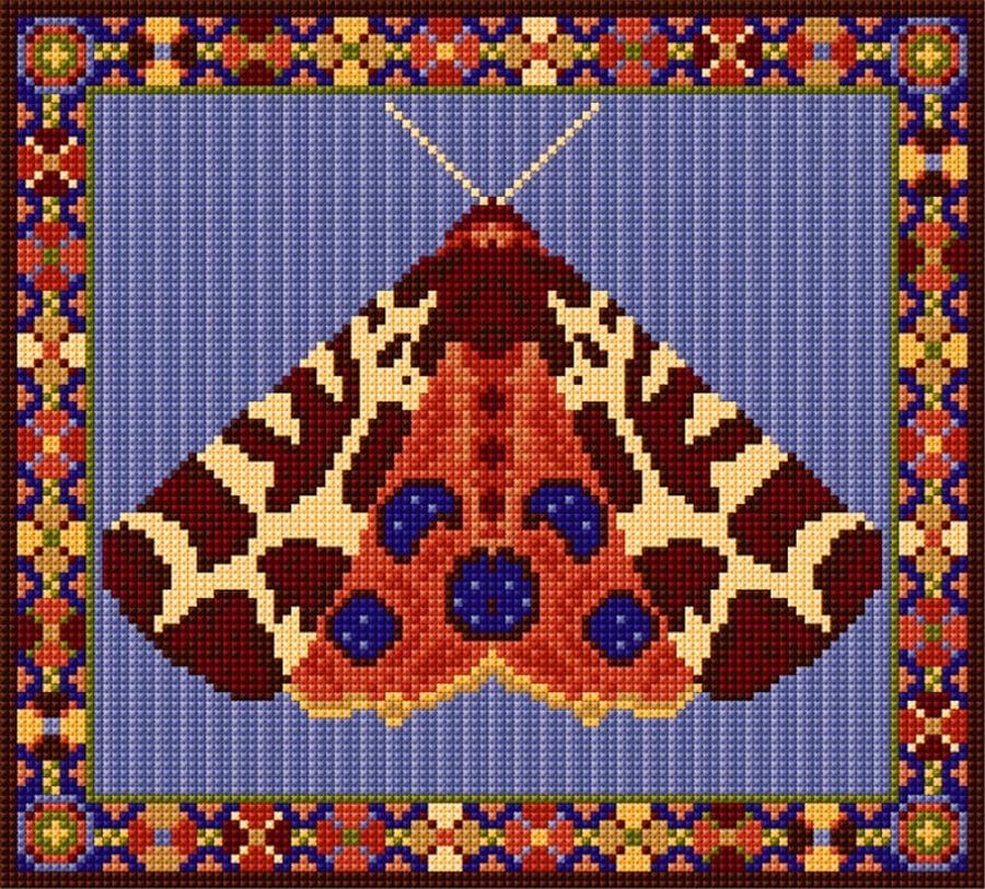 Tiger Moth Tapestry Kit,  Needlepoint, Counted Cross Stitch Cushion,  Picture 