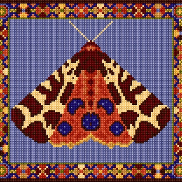 Tiger Moth Tapestry Kit,  Needlepoint, Counted Cross Stitch Cushion,  Picture 