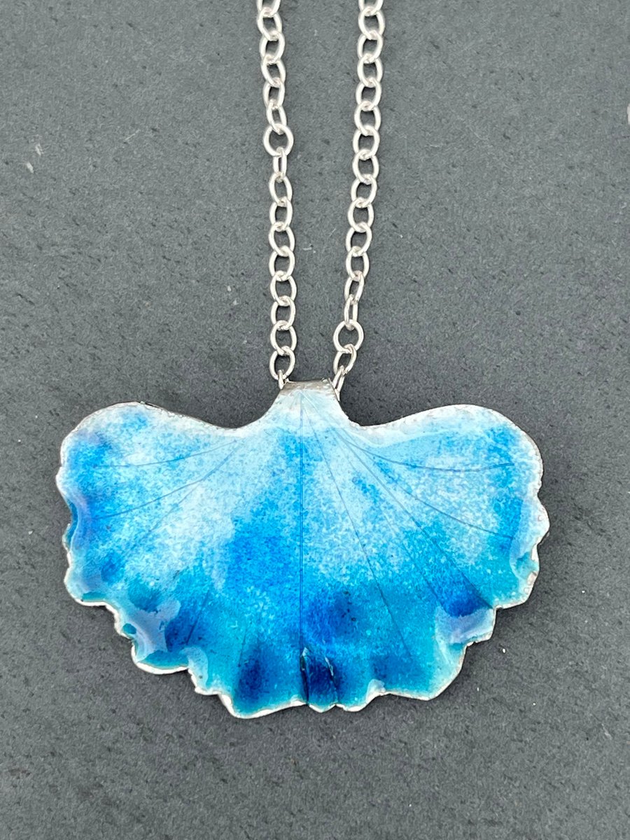 Gingko Leaf Pendant, enamel pendant, enamel gingko leaf pendant, gift for her, 