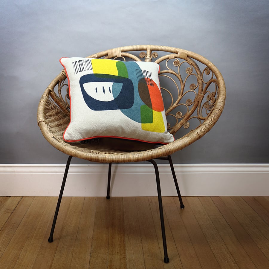 Perfectly Imperfect - COVER ONLY Hand printed Linen cushion -Troubadour Design I