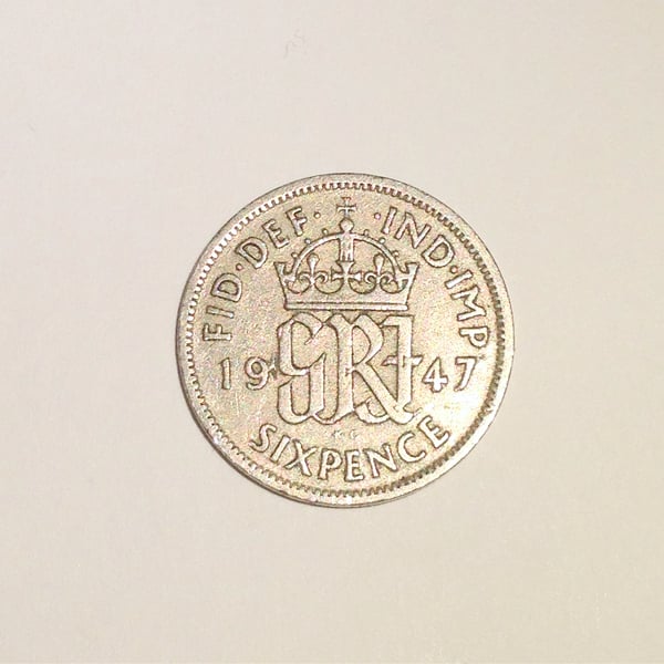 Lucky Sixpence Dated 1947 for Crafting