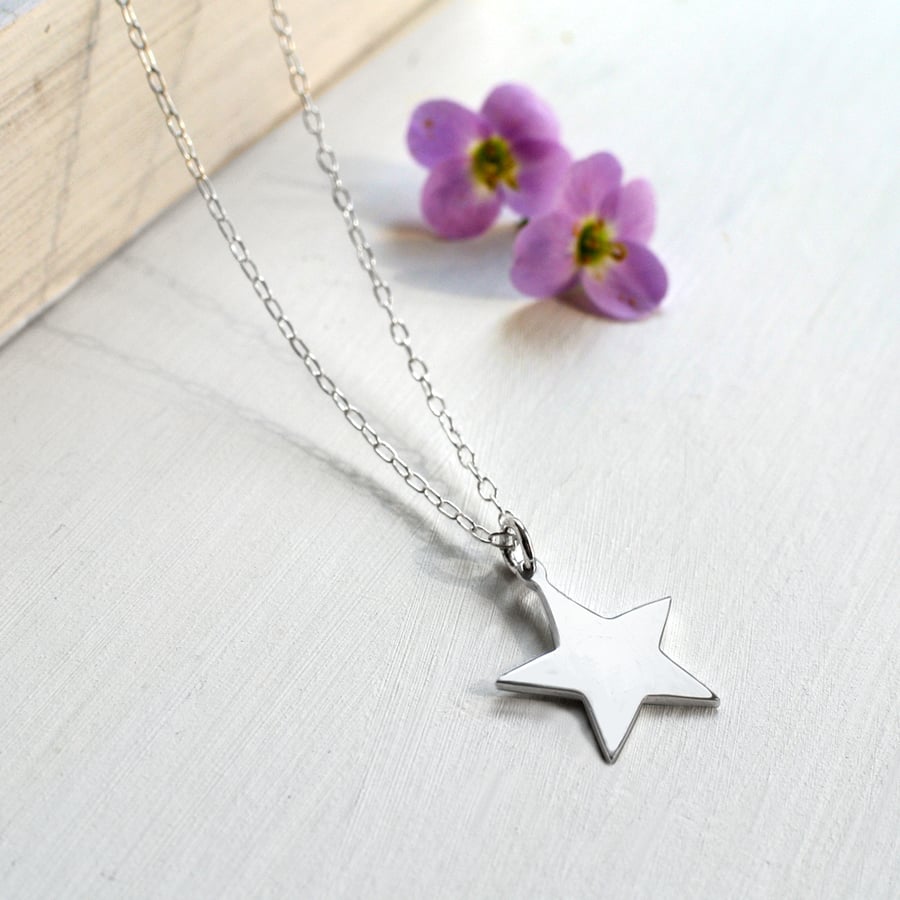 Personalised Sterling Silver Little Star Initial Necklace, Valentine's Day gift