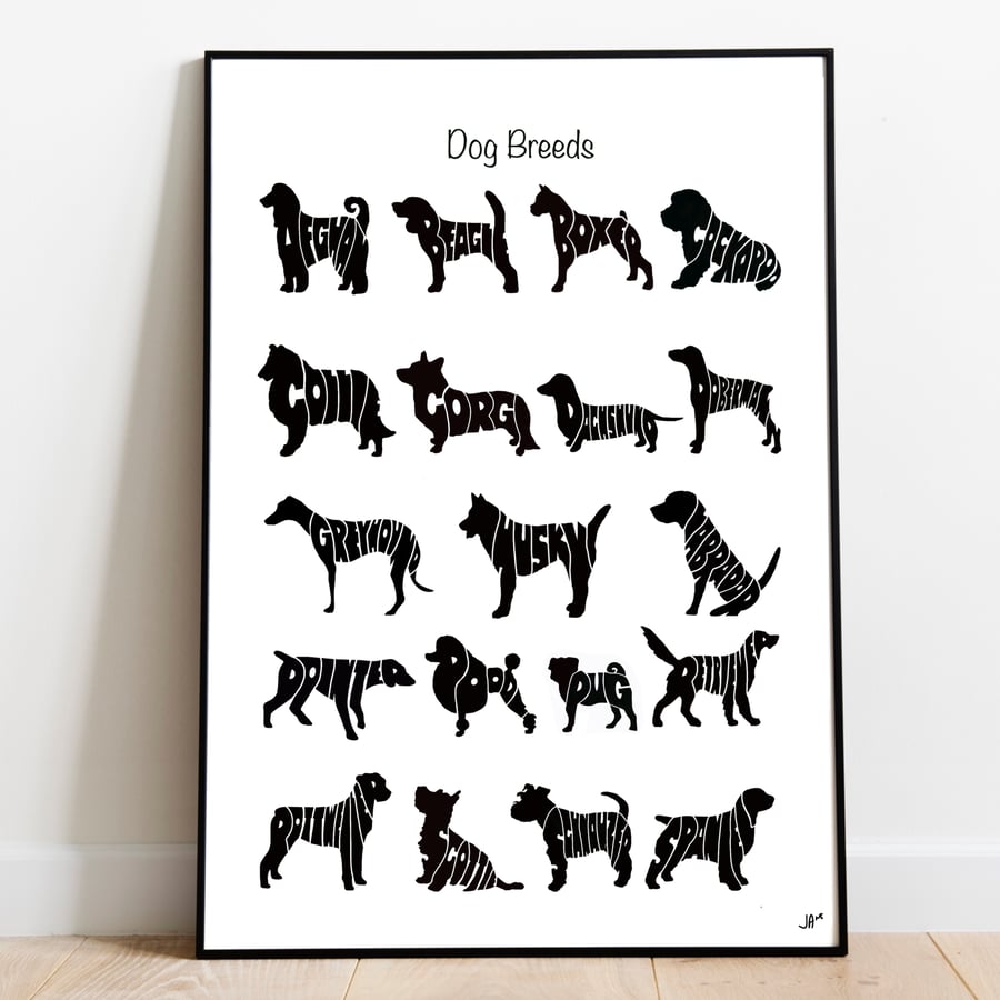 Dog Breed Print using the letters in their name