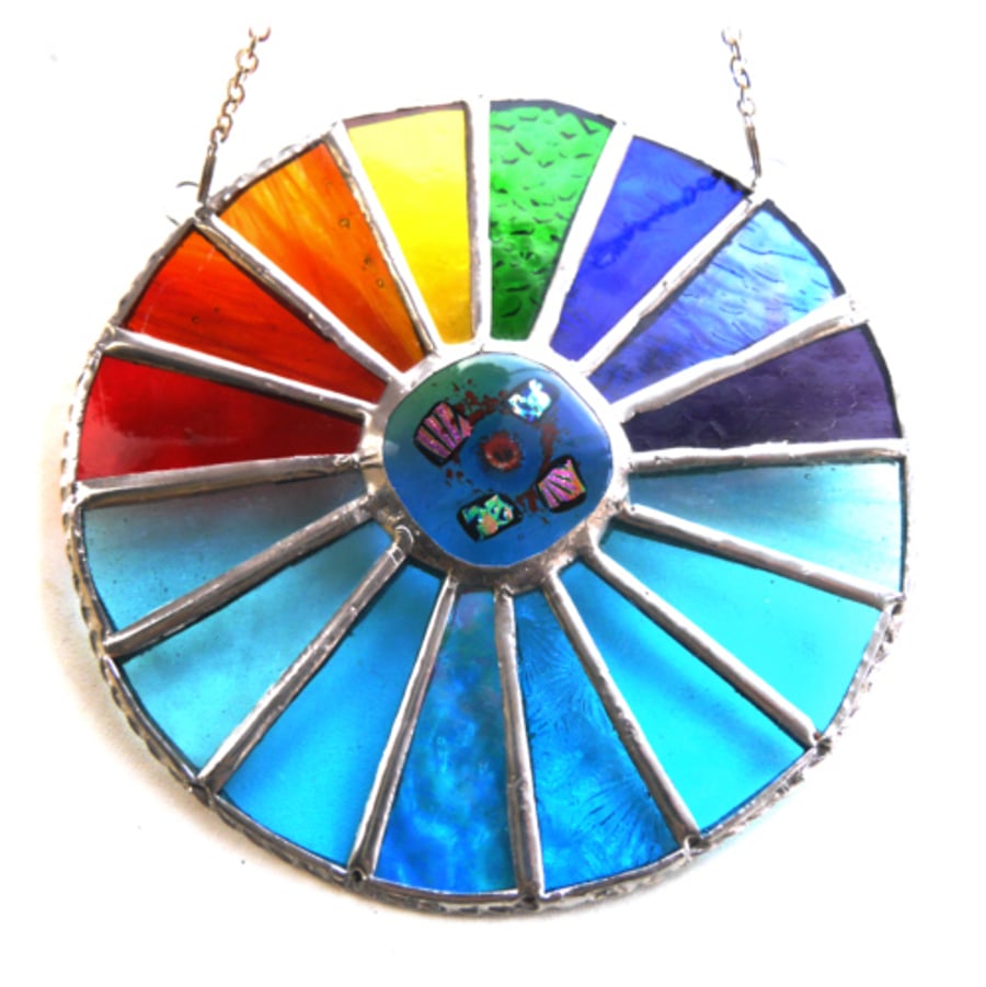 Rainbow Sea Colourwheel Suncatcher Stained Glass Handmade 