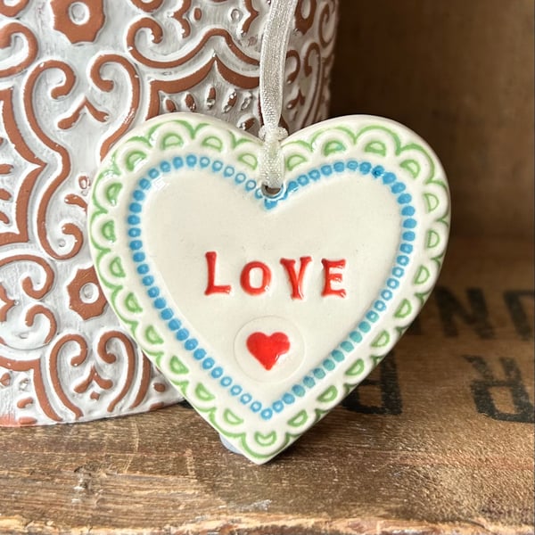 Small Ceramic heart decoration LOVE