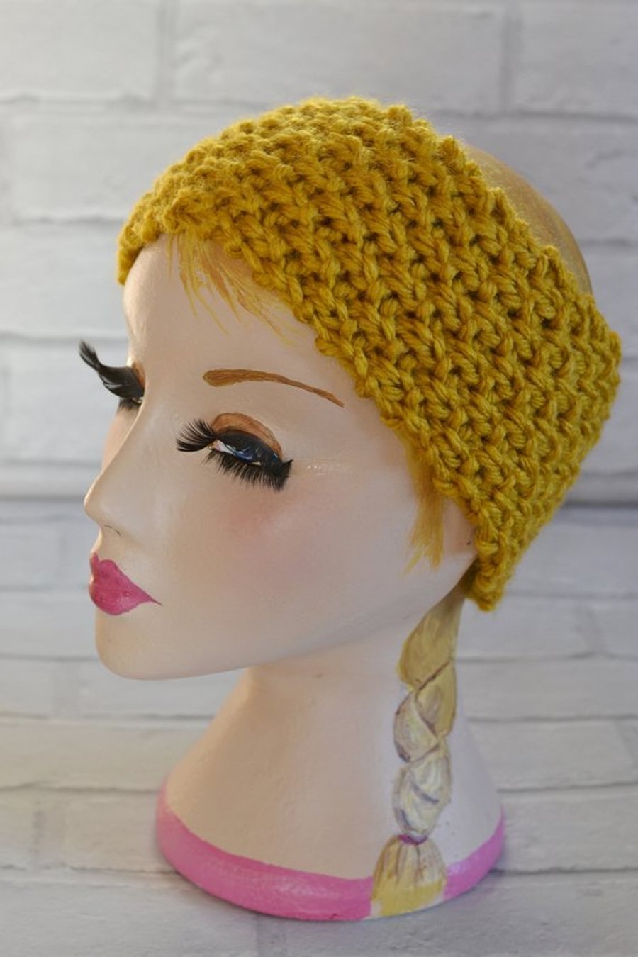 Mustard Knitted Headband Ear, Adult Warmer Chunky Knit Hairband