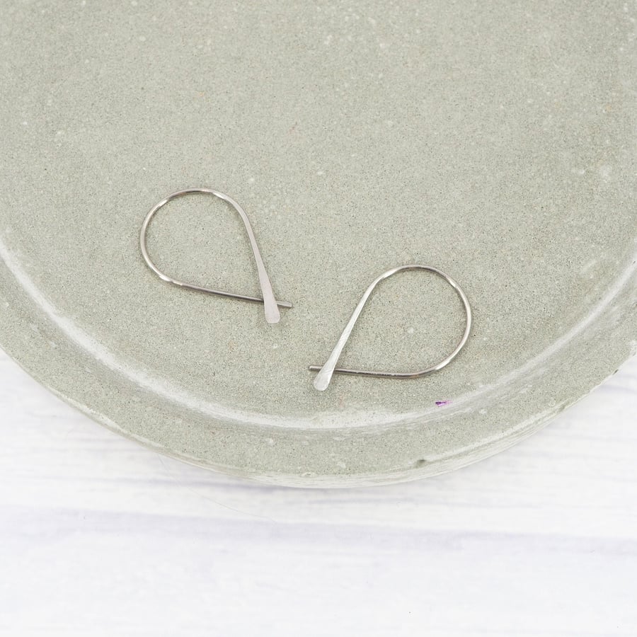 Titanium open hoop earrings - Delicate polished lightweight threader earrings