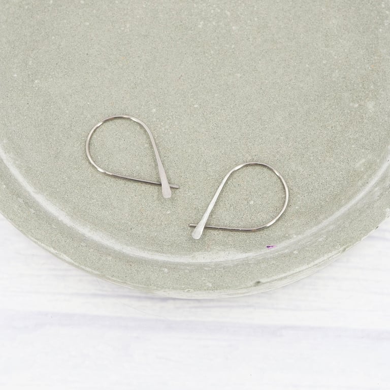 Titanium open hoop earrings - Delicate polished lightweight threader earrings