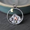 Camping under the moon necklace - Sterling silver, copper and brass