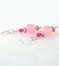 Pink gemstone and crystal earrings - Image 2
