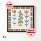 Abstract Flowers Cross Stitch Pattern (Needlepoint Compatible)