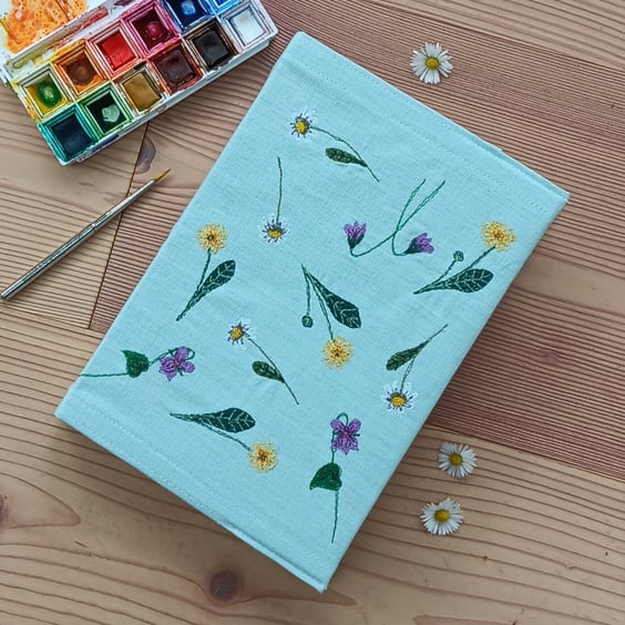 Sketchbook with Embroidered Flowers Fabric Cover