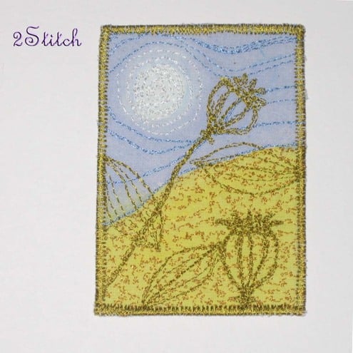 ACEO ‘Abstract Seed Heads 2’ - free-motion machine embroidered artwork