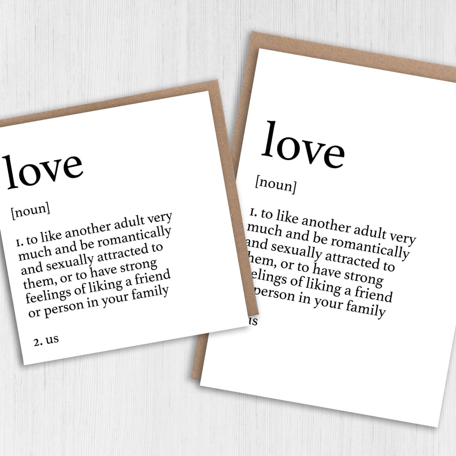 Anniversary card Dictionary definition of love Folksy