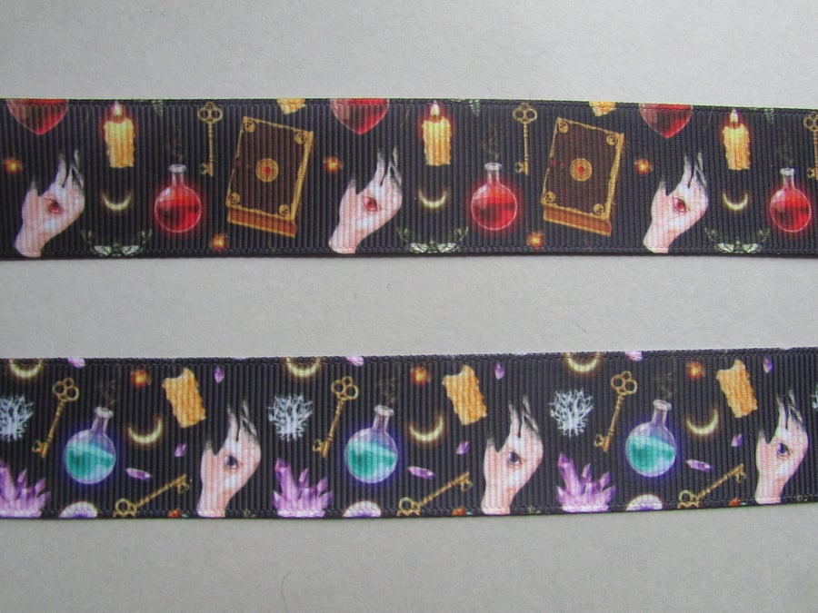 Mystic Potion Bottle, hand magic pagan book of spells Grosgrain Ribbon x 1 metre