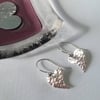 Sterling Silver Heart Earrings, Handmade Earrings, Textured Dangle Earrings