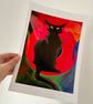 Art Print - Jazz Cat - Black Cat - Cat Lover Gift - Colourful Wall Art - Image 4
