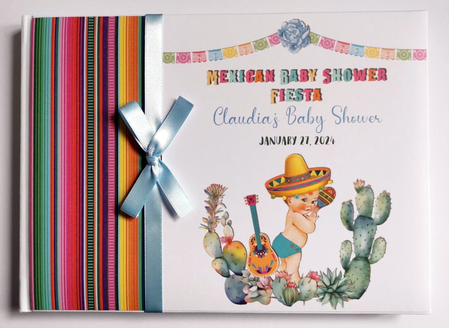 Mexican fiesta boy baby shower guest book, cinco de mayo party book, gift