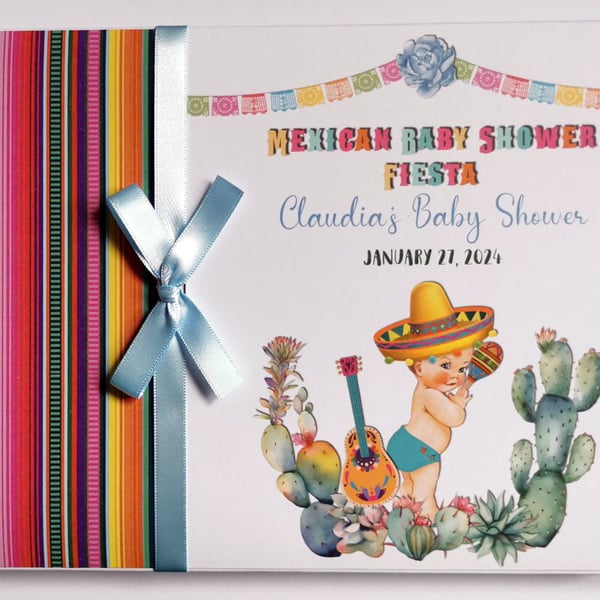 Mexican fiesta boy baby shower guest book, cinco de mayo party book, gift