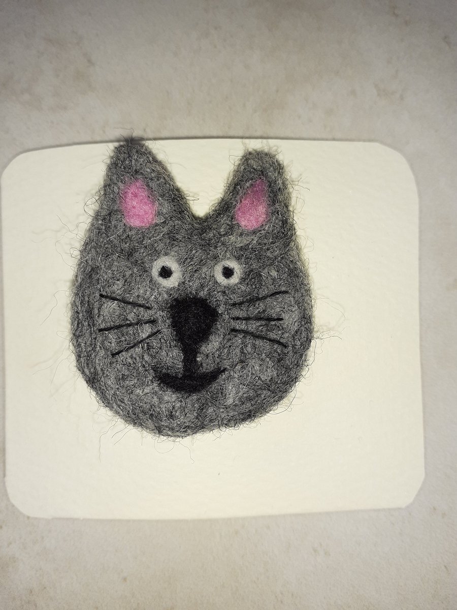 Needle Felted Cat Brooch