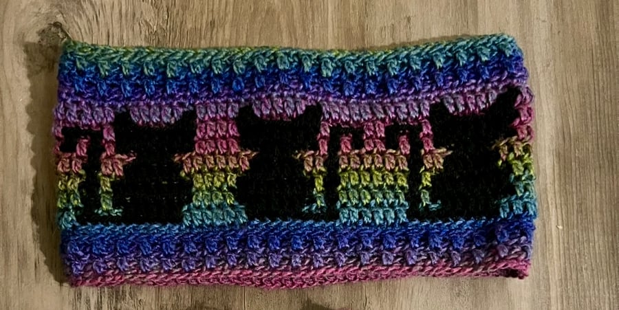 Handmade Crochet Cat Cowl – Rainbow Gradient 