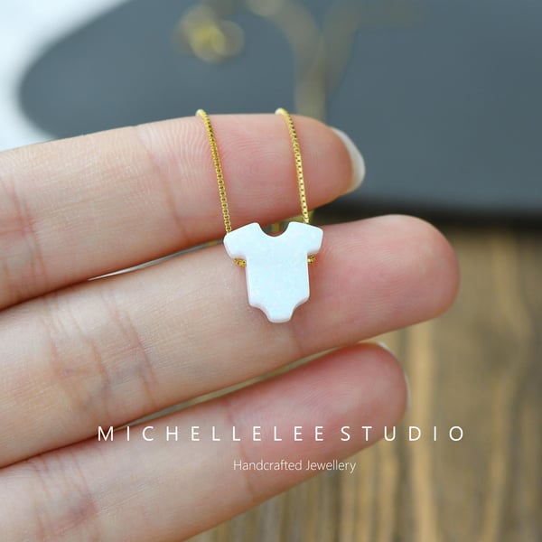 Baby Bodysuit Opal Necklace With 925 Sterling Silver Chain