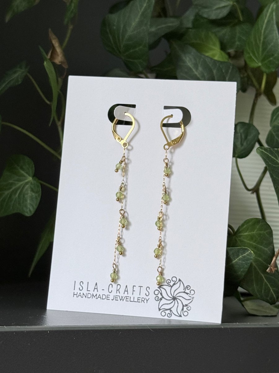 Peridot Garden Drop Earrings Natural Gemstone & Stainless Steel