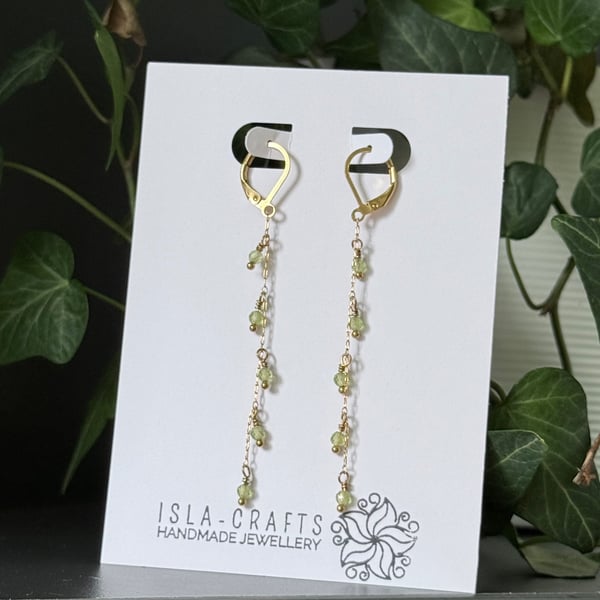 Peridot Garden Drop Earrings Natural Gemstone & Stainless Steel