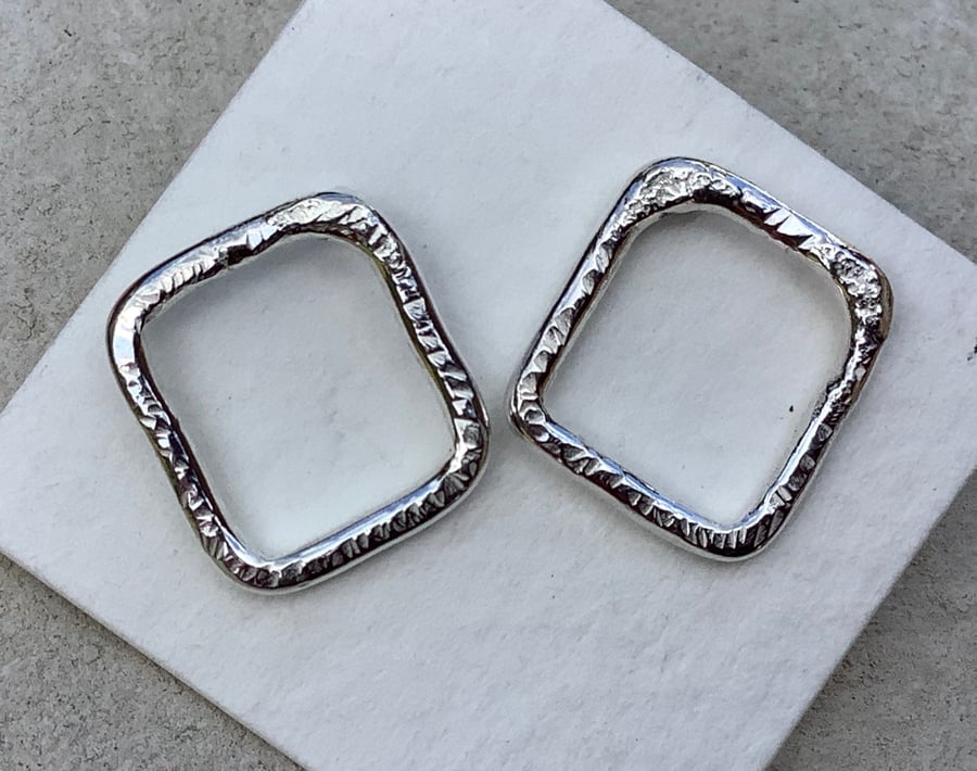 Silver rectangle studs