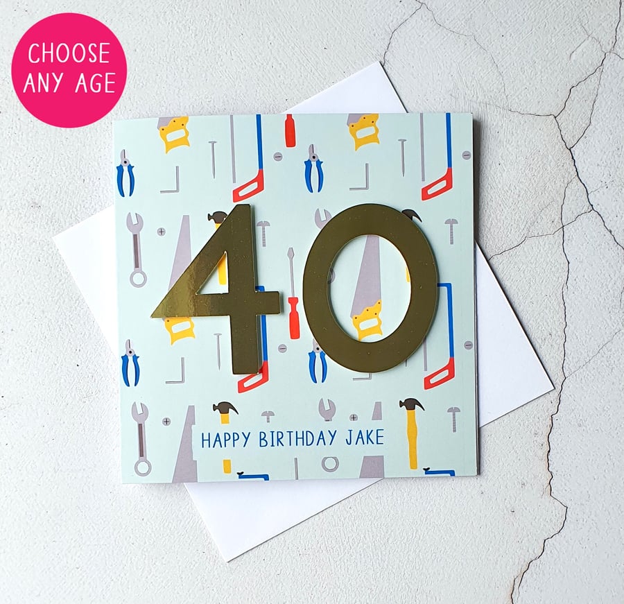 Personalised DIY Tools Birthday Card, Any Age Card