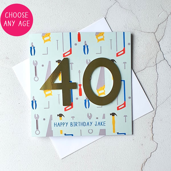 Personalised DIY Tools Birthday Card, Any Age Card