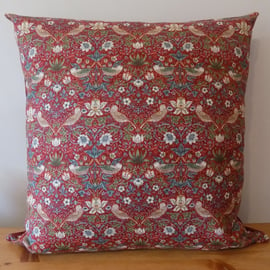 William Morris Cushion Cover, Strawberry Thief Throw Pillow, Birds Cotton Fabric