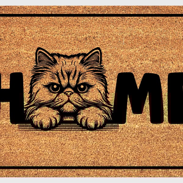 Persian Cat Home Door Mat No.1 - Persian Cat Welcome Mat - 3 Sizes