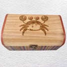 Crab Decorated Wooden Trinket Keepsake Box 20cm