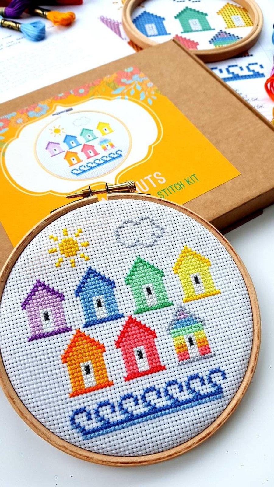 Beach Huts Cross Stitch Kit