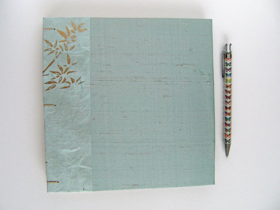 Guest Book - Aqua Silk - Handmade Book -  Spring Wedding Beach Wedding Guestbook