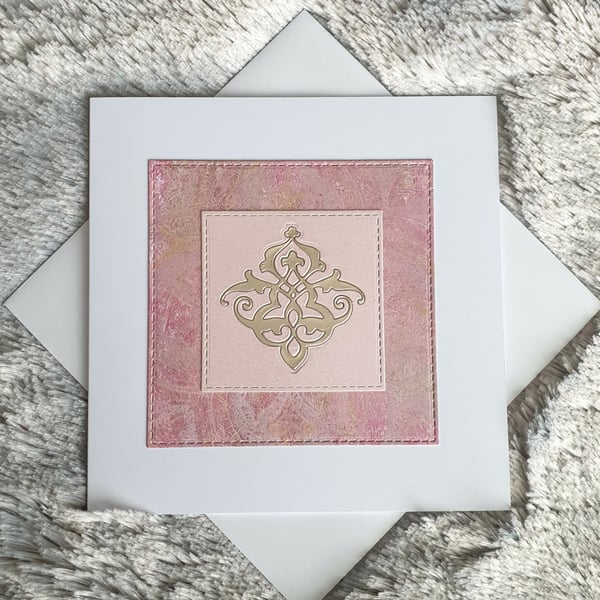 Sale - Pink Baroque Blank Card