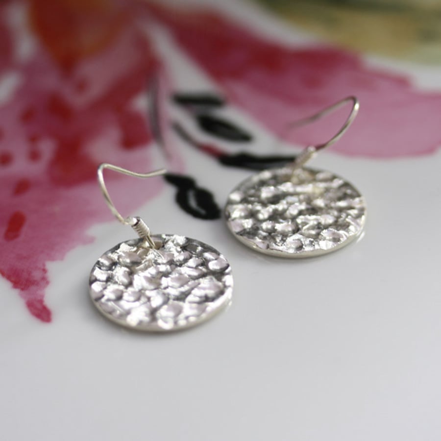 Disc earrings, Silver earrings